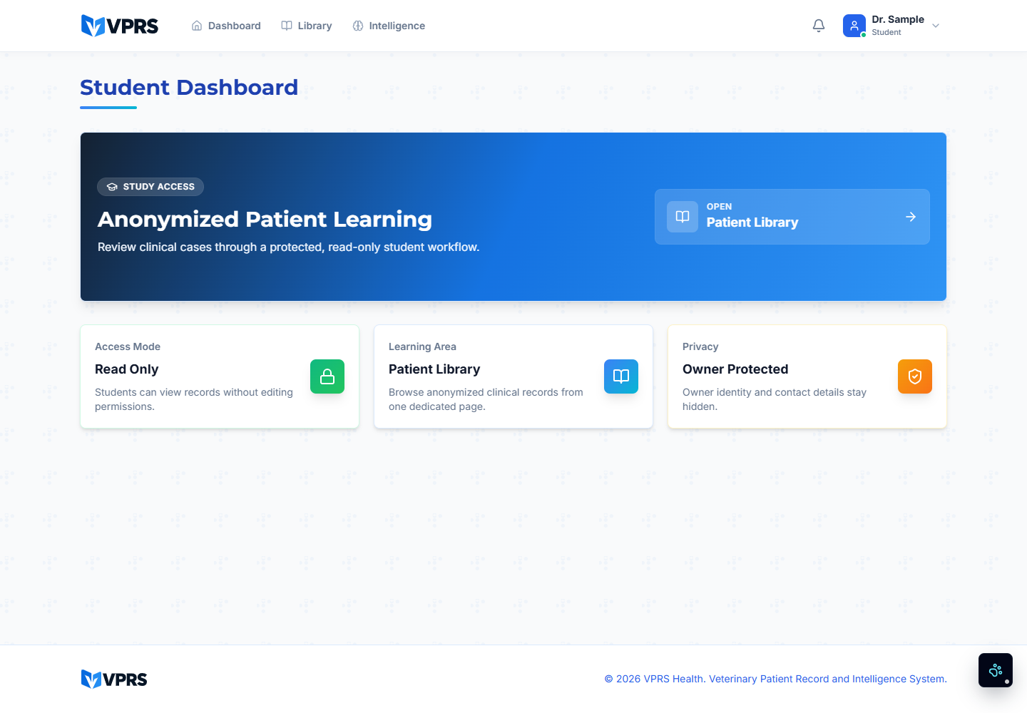 VPRS student dashboard